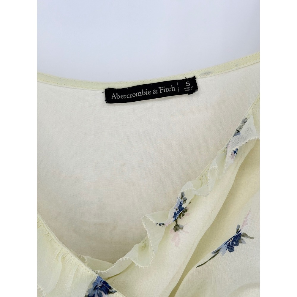 Abercrombie & Fit Womens Wrap Dress Y2K Small Butter Yellow Romantic Cottagecore - Picture 3 of 11